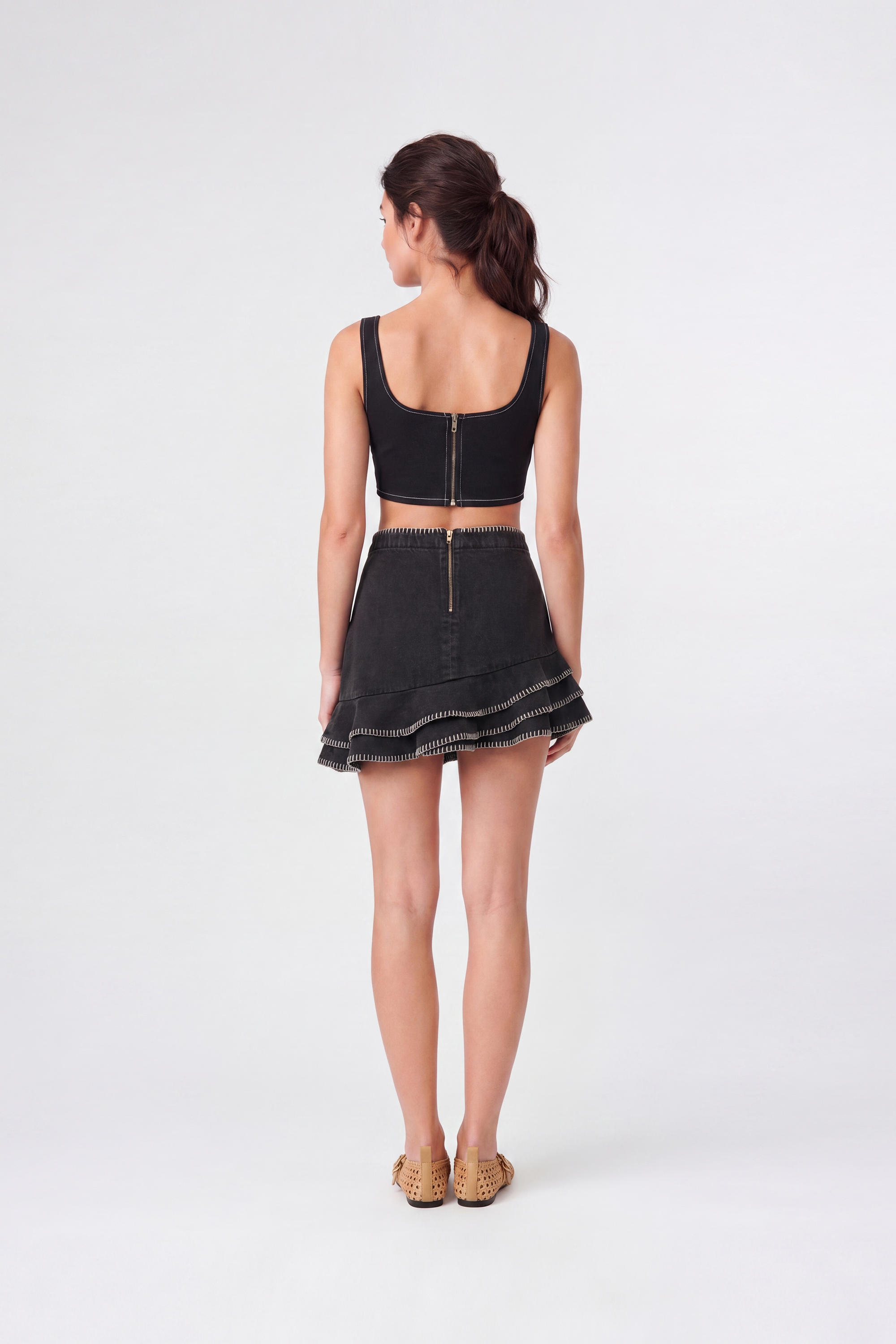 Azure Mini Black Skirt