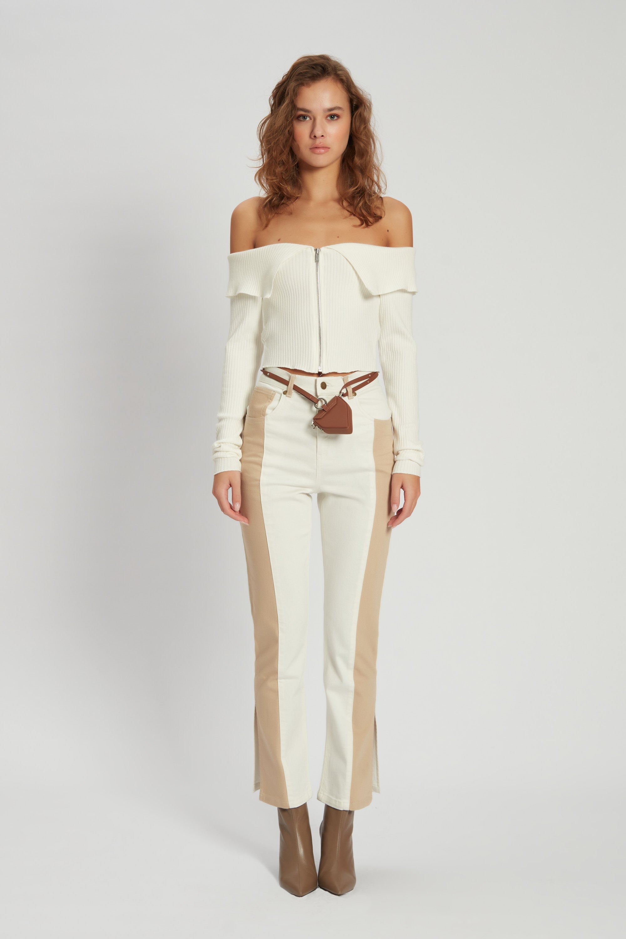 AULT WHITE&BEIGE DENIM PANTS