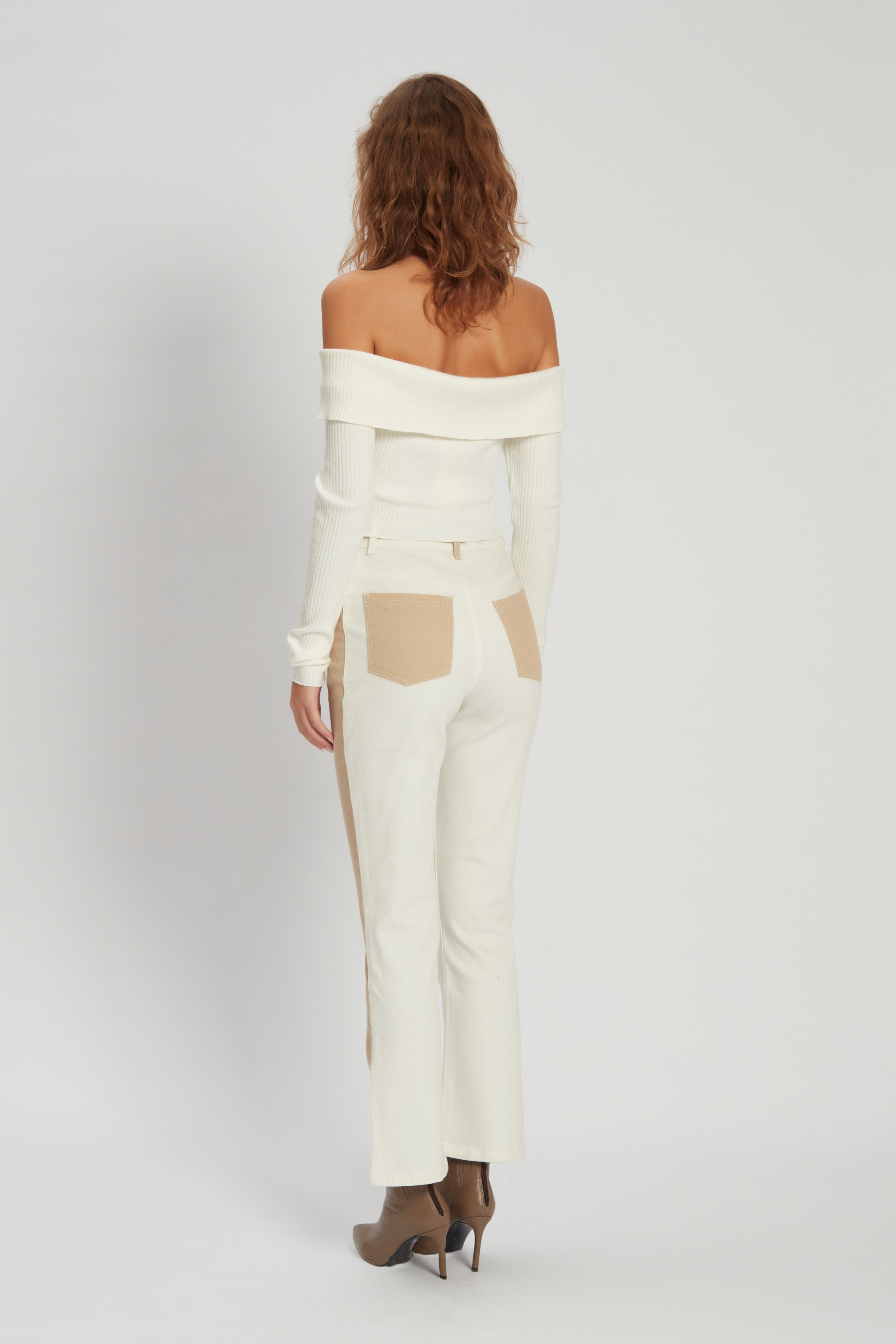 AULT WHITE&BEIGE DENIM PANTS