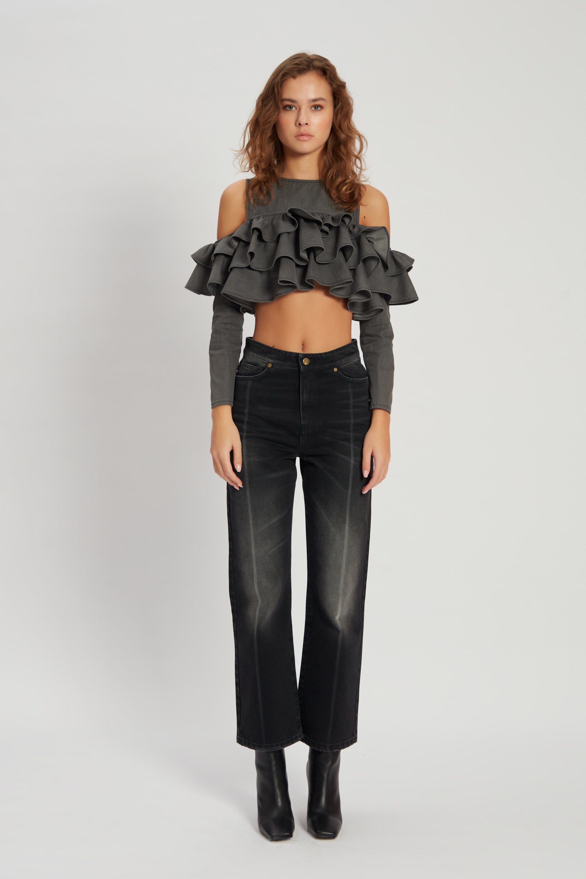 Isollella Grey Denim Shirts